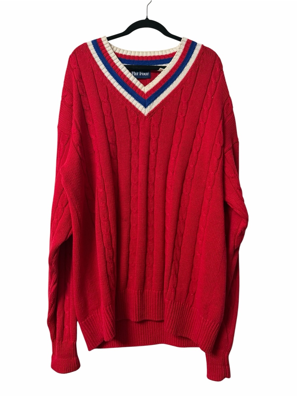 Par Four Red Cable Knit Sweater